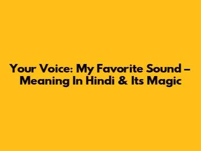 Your Voice: My Favorite Sound – Meaning In Hindi & Its Magic