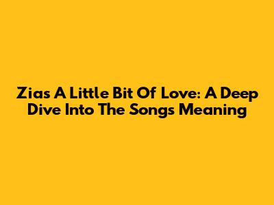 Zia's 'A Little Bit Of Love': A Deep Dive Into The Song's Meaning
