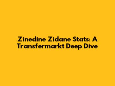 Zinedine Zidane Stats: A Transfermarkt Deep Dive
